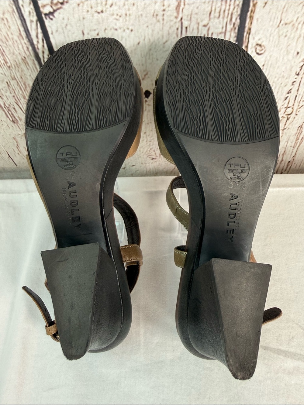 Audley London Leather Strappy Heeled Modern Sandals Made in Spain Size 39.5 EU - Picture 12 of 16